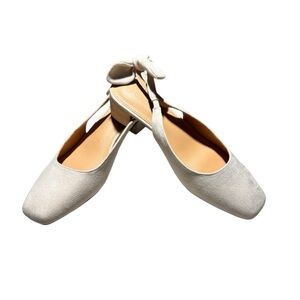 NIB Coutgo Womens Chunky Low Heels Bow Slingback Pumps Closed Square Toe